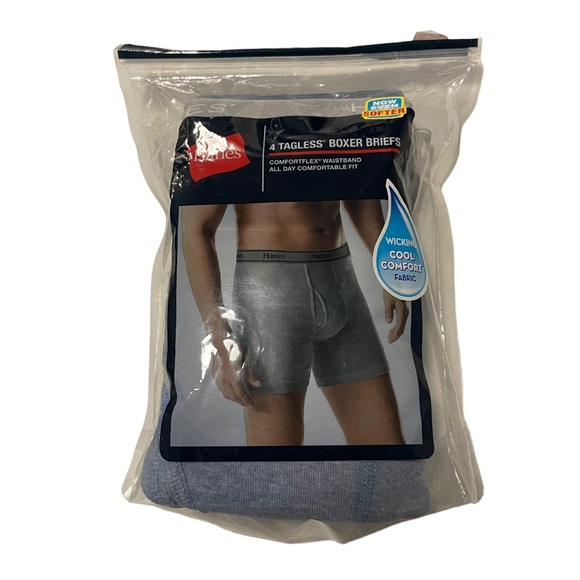 Hanes Tagless ComfortBlend 4 Pack Boxer Briefs Size M - Picture 2 of 6